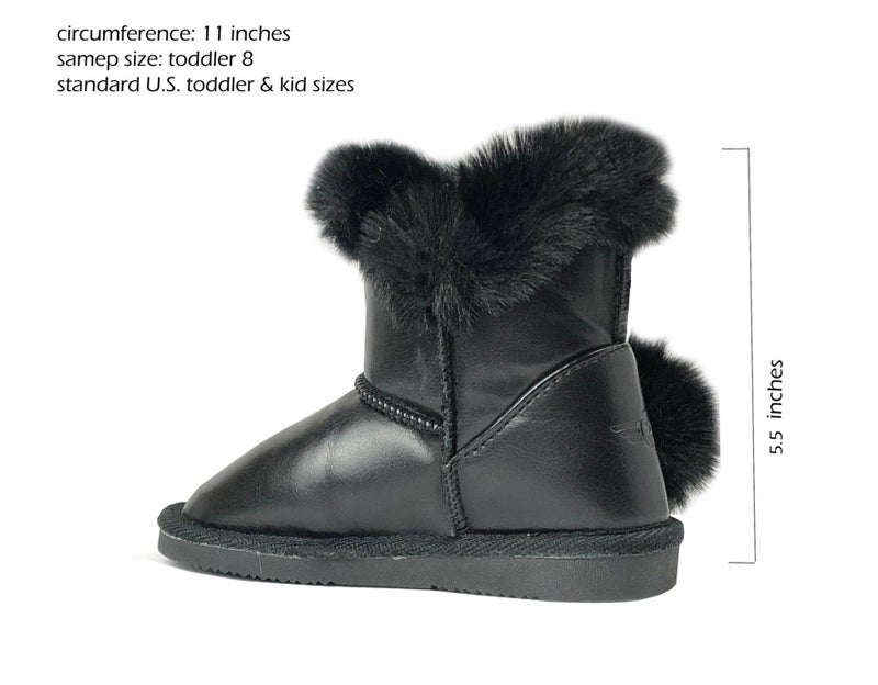 REDVOLUTION Kids Boots Toddler Girls Cute PomPom PU Boote (460 Black, numeric_9) - Image 4